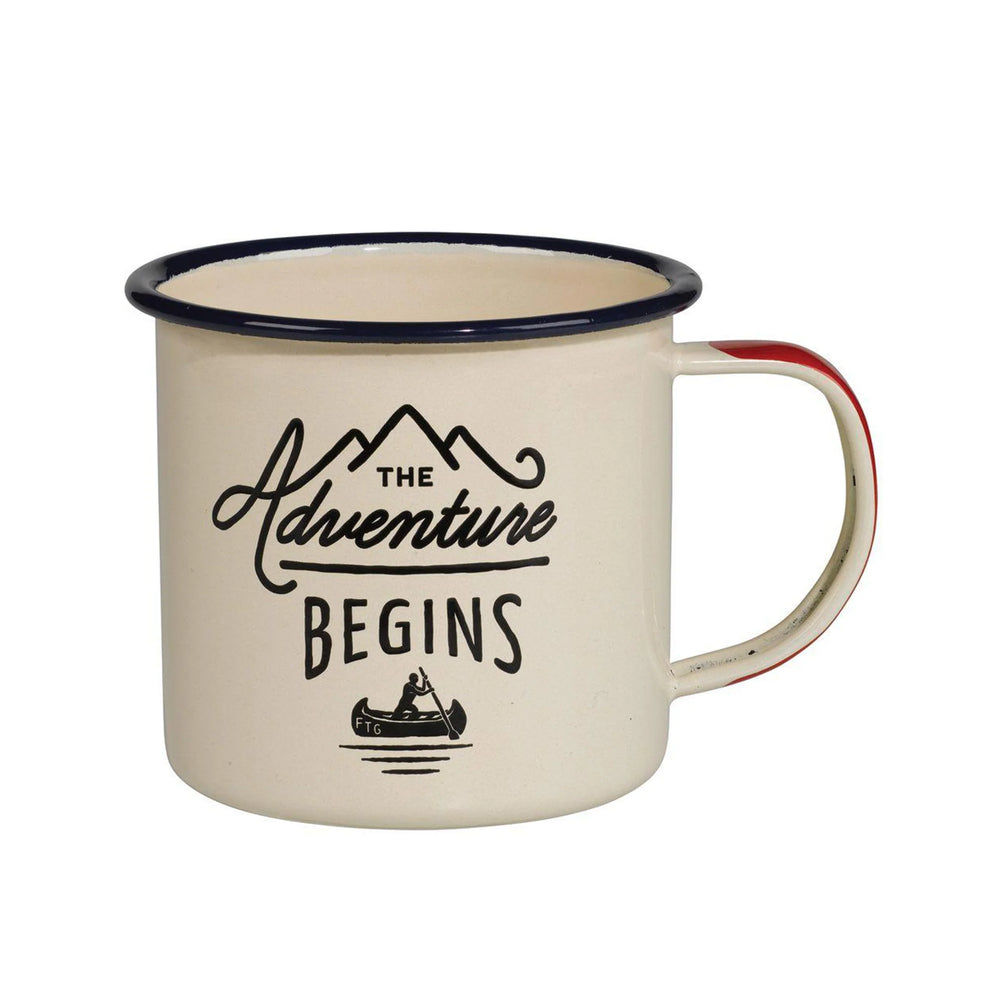 Taza Adventure Begins Enamel Mug - Cream